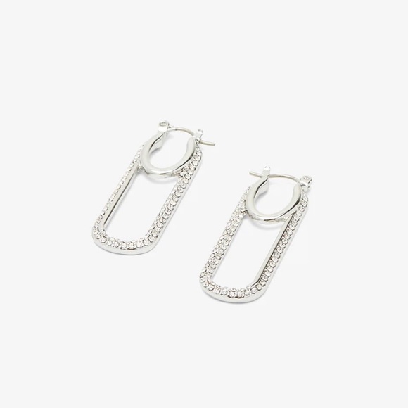 Express Silver Pave Paperclip Drop Earrings - Picture 1 of 5